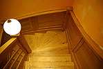 Wooden staircase with boarding